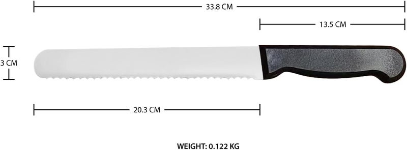 Kitchen Master 8 Inch Stainless Steel Serrated Bread Knife (Black) - Image 2